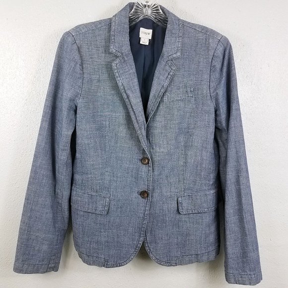 J Crew Women's Lined Blue Jean Coat Jacket Blazer